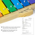 MUSICUBE Xylophone for Baby Toddler Fish Shape Wooden Xylophone with 2 Mallets Educational & Preschool Learning Percussion Instrument Professional Tuning Musical Toys for Kids Aged 3+