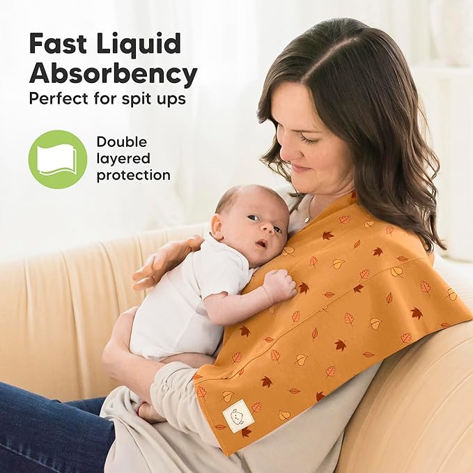 Organic Burp Cloths Baby Boy, Girl - 6-Pack Large Cotton Burping Cloths for Babies, Spit Up Rags, Super Absorbent, Ultra Soft Newborn Rag, Gender Neutral, Machine Washable, Durable(Countryside)