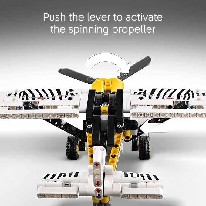 LEGO Technic Bush Plane Toy - Buildable Airplane Toy for Kids, Boys and Girls, Ages 8+ - Model Airplane Gift with Spinning Propeller, 4-Cylinder Piston Engine, and More - 42198
