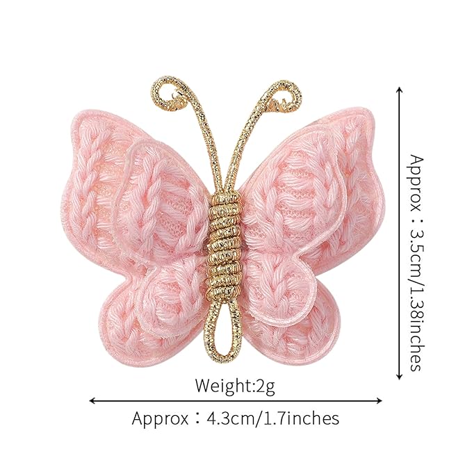 2 Pcs Butterfly Hair Bow Girl, Kid's Cute Hair Clips Barrettes Accessories for Infants Toddlers Baby Kids Fine Hair (Pink)