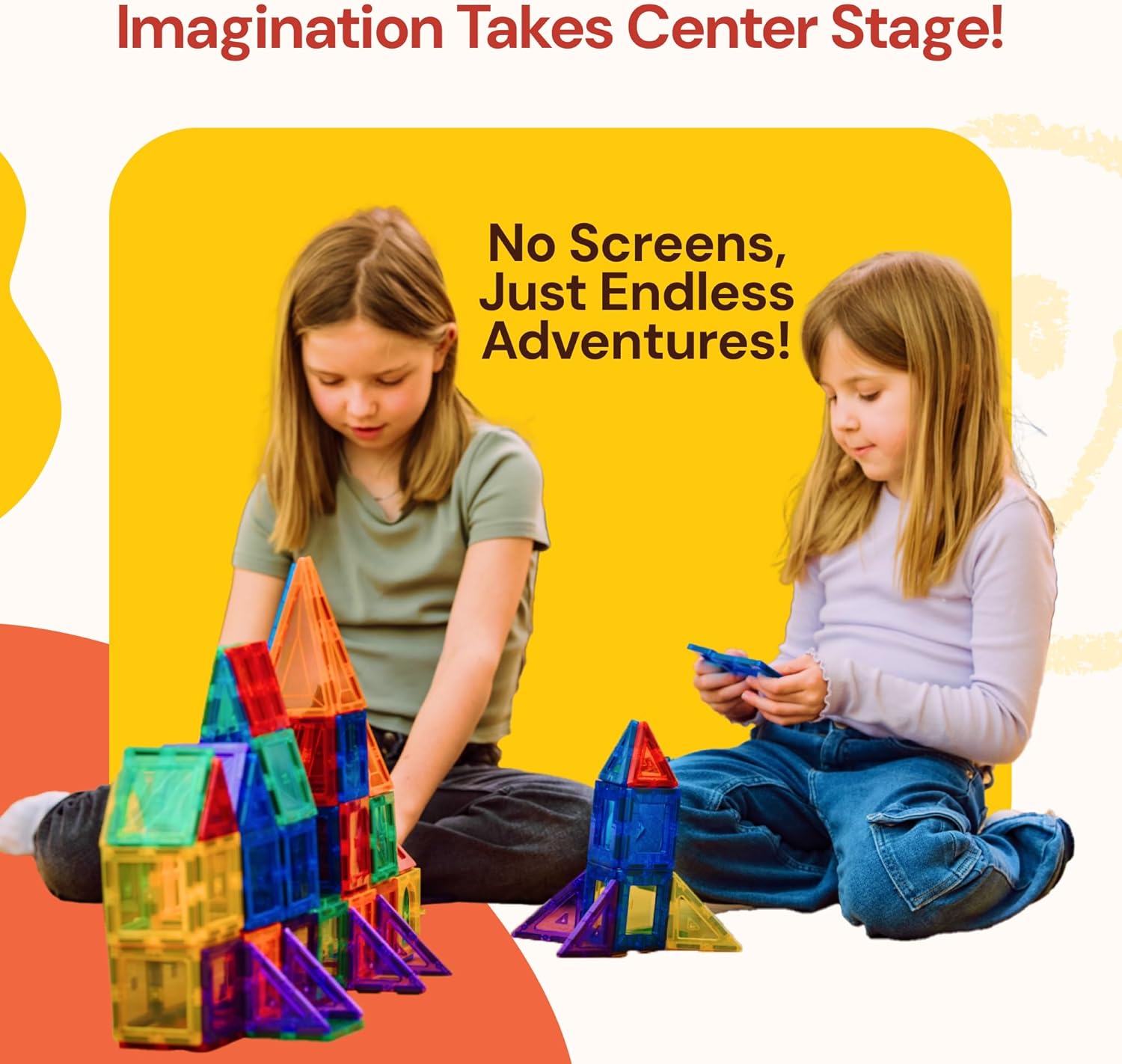 PLAYVIBE Magnetic Tiles 60 Pcs - 3D Magnet Toys for Kids 3+ - STEM Building Blocks - Toddler Learning Essential for Home & Classroom, Boys & Girls - Sensory Toys - Magnetic Blocks