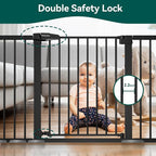 BABELIO 36" Tall Baby Gate, 29-55" Auto Close Pressure Mounted Dog Gate for Doorways & Hallway, Pressguard Basics Easy Walk Thru Pet Gate, Extra Wide Metal Child Gate, Black