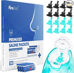 FireAnt 100 Saline Packets and 16 Pack Silicone Saline Pods Refills Set, Compatible with Navage Nasal Care — Includes 100 Count Salt Packets Sinus Rinse + 16 Reusable Salt Pads in Black & Blue