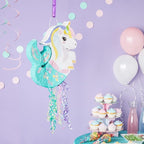 Unicorn Mermaid Pinata - Pull String Pinata for Girls Under the Sea Party Decorations, Rainbow Birthday (Small, 16.5x13x3 In), For Ages 3+