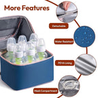 NCVI Breastmilk Cooler Bag, Breast Pump Bag with 2 Ice Pack Fits 6 Bottles, Double Layer Breast Milk Cooler Travel Bag Baby Bottle, for Travel, Nursing Mom Daycare, Work, Picnic (SkyBlue)