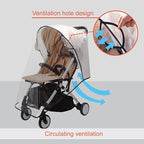 Bemece Stroller Rain Cover, Universal Stroller - Waterproof Windproof Travel Weather Shield Thick & Durable Protect from Dust and Snow with Breathable Ventilation Mesh Clear Visibility
