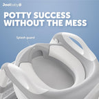 Jool Baby Potty Training Seat with 2 Step Ladder for Toddlers - Soft Cushioned Seat & Splash Guard, Adjustable Height (Gray)