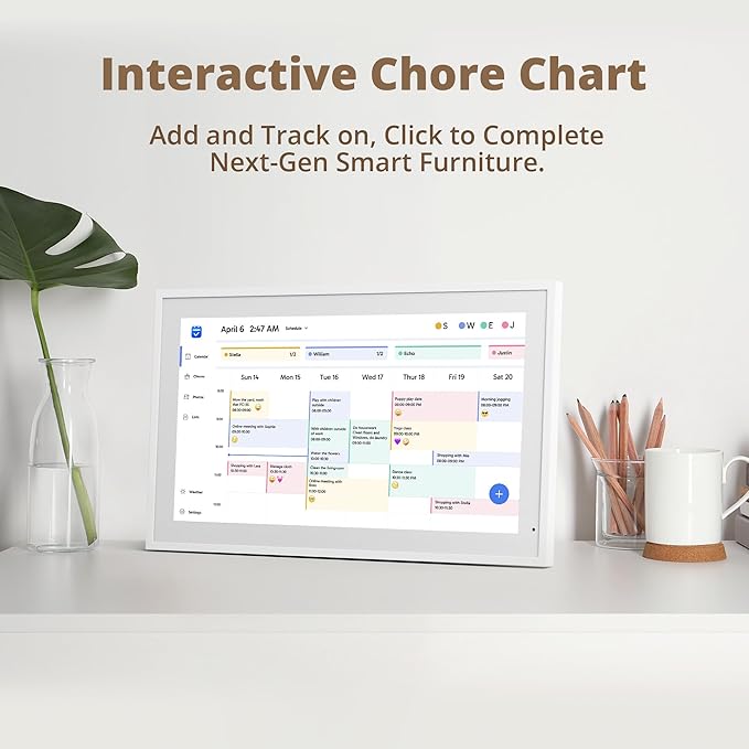 Dragon Touch 21.5" Digital Calendar Chore Chart – 1080P Full HD Interactive Touchscreen, Smart Family Planner, Hearth Display Digital Calendar Wall & Desk Mountable for Seamless Scheduling