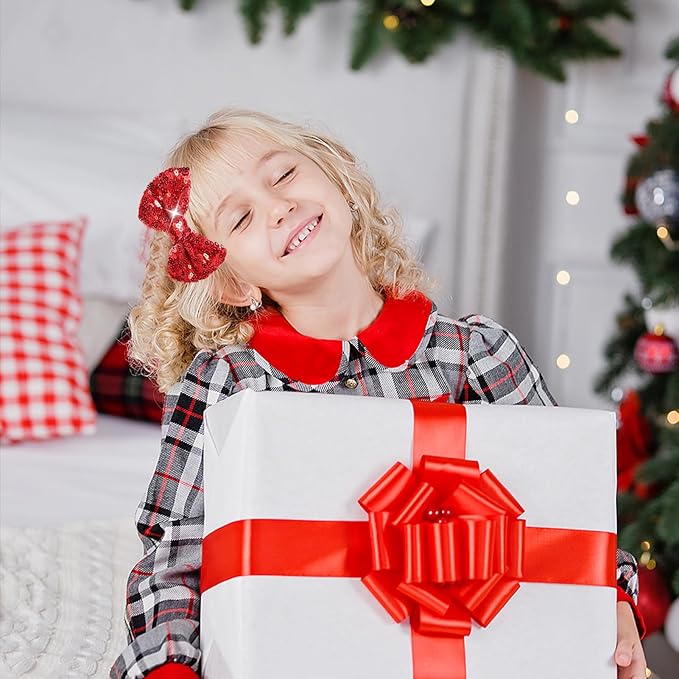 Christmas Hair Bows Clips Green Sequins Alligator Hair Clips Bows for Girls Red Glitter Barrettes Little Bow Hairpins Toddler Teens Sparkly Hair Accessories for Kids Teens Gift