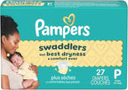 Pampers Baby Diapers - Swaddlers - Size P1, 27 Count, Ultra Absorbent Disposable Preemie Diaper