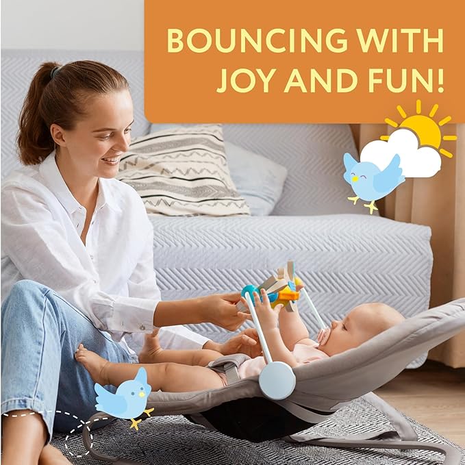 IMPRESA Wooden Baby Arch Toy Attachment Compatible with Baby Bjorn Bouncer, Bird Design to Stimulate Motor Skills, Durable Wooden Toy Bar, Easy to Use Bouncer Accessories