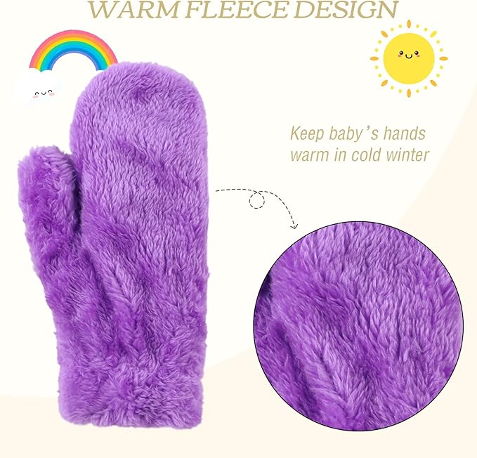 PESAAT Baby Girl Mittens Fleece Toddler Boy Mittens Warm Kids Winter Gloves Unisex Cold Weather Baby Gloves