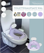 Kindsgut Potty Training Seat in whale design, designed in Germany, suitable for all toilet shapes non-slip toilet seat, Lilac