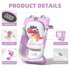 Collapsible Baby Bathtub for Infants to Toddler with Real-time Temp Monitor+Floating Cushion,Foldable Baby Bath Tub Set Applicable 0-36 Month,Portable Travel Bathtub for Newborns Girl (Purple)