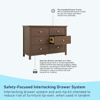 Graco Sasha 6 Drawer Dresser (Hazelnut) – GREENGUARD Gold Certified, Wood Storage for Nursery or Kids’ Room, Safe Interlocking Drawer System & Easy Assembly with Pre-Installed Tracks