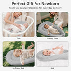 Baby Lounger – Soft & Breathable Newborn Nest for Infants 0-24 Months, Organic Cotton Baby Pillow for Tummy Time, Playtime & Travel, Newborn Babies Essential Gift