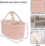 Diaper Caddy Organizer Cotton Rope Baby Basket Nursery Storage and Portable Tote Bag for Car Ideal Baby Shower Gifts and Registry Must-Have for Newborn Essentials large coral pink