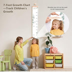 Growth Chart for Wall 7 Ft Height Chart with Keepsake Box & Hook Waterproof Canvas Measure Wall Ruler Removable Neutral Nursery Wall Decor for Baby Kids Toddlers