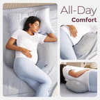 Momcozy Portable Pregnancy Pillow –Memory Foam W Shaped Maternity Great Support for Side Sleepers, Adjustable Travel Wedge Pillow for Back, Belly, and Hip Relief, Ideal for Pregnant Women, Grey