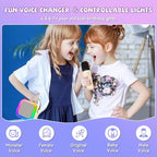 【2025 Newest】 Mini Karaoke Machine for Kids Girls & Boys - Portable Bluetooth Speaker with 2 Wireless Microphones - Kids Birthday Gifts for Ages 4-10 - Kids' Instrument Accessories - Beige