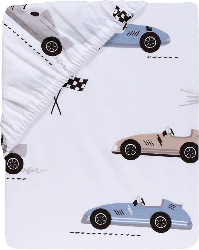 Lambs & Ivy Little Racer Cotton Cars/Transportation Fitted Crib/Toddler Sheet
