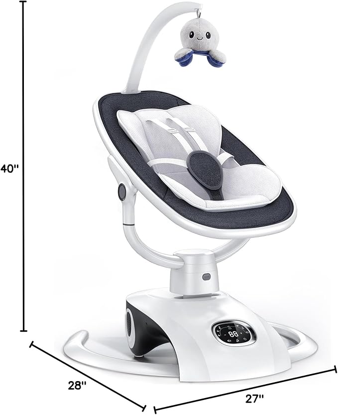 Electric Baby Swing for Infants 6 Motion Automatic Newborn Baby Rockers for Girl & Boy with Remote Control, 5 Speed, 13 Melodies, Dark Gray