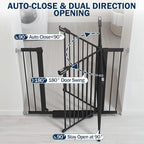 Baby Gate with Door, 26-40" Auto Close Dog Gate Indoor for Stairs Doorways, Easy Install Pressure Mounted Pet Gate, Easy Walk Through Child Safety Gate for The House, Black