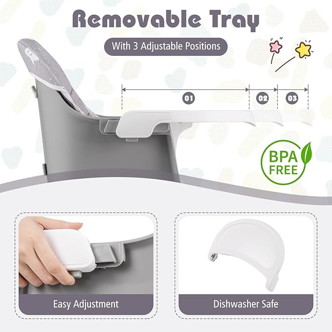 HONEY JOY 16-in-1 Baby High Chair, Convertible Highchair for Babies and Toddlers/Booster Seat/Activity Center with Toys, Building Block Table & Stool, Safety Harness, Removable Cushion & Tray (Gray)