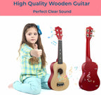 21 Inch Wooden Kids Toddler Child Children Acoustic Guitar Musical Instruments Ideal for 3-9 Year Old Boys Girls Gifts (Burlywood)