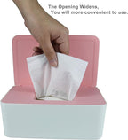 Diaper Wipes Dispenser, Tissue Storage Box Case, Wet Wipe Dispenser Holder with Lid for Home, Office, Cars (Pink)