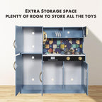 Wooden Play Kitchen Toy Set with Light, Kids Children Pretend Toy Kitchen Playset, Sink Play Toy Oven with Microwave,Toddler Cooking Set Toy for Ages 3+ Baby Girls Boys (Blue)