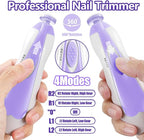 Baby Nail Trimmer Electric, 6 in 1 Rechargeable Baby Nail Clippers Manicure Set Grooming Kit for Toddler Infant or Adults (Purple)