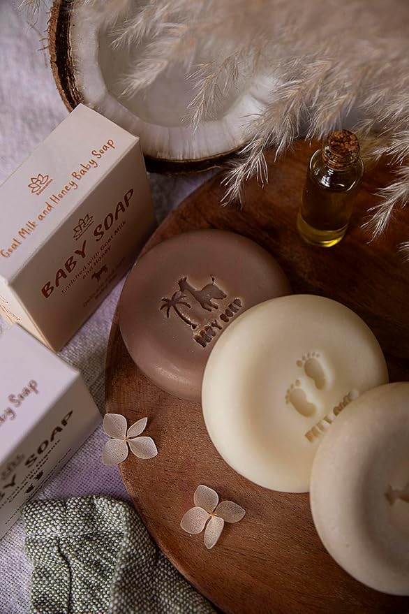 Relaxcation 3 Baby Soap Bars with Goat Milk and Honey - Naturally Cold Processed from Organic Ingredients - Handmade in USA - Ideal fro Newborns, babys, Kids and Adults (Pack of 3
