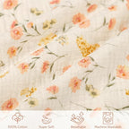 SWESEN Muslin Nursing Pillow Cover, Soft Removable Cover for Breastfeeding Pillows, Pillow Slipcover for Baby Boys and Girls, Comfortable & Breathable, Flower, Washable (Only Cover)