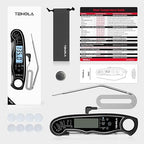 TEMOLA Meat Thermometer, Instant Read Food Thermometer for Cooking, Digital Food Thermometer with LCD Backlight for Candy Fry Grill BBQ Liquids, Kitchen Oven Safe Dual Probe 2 in 1 Thermometer