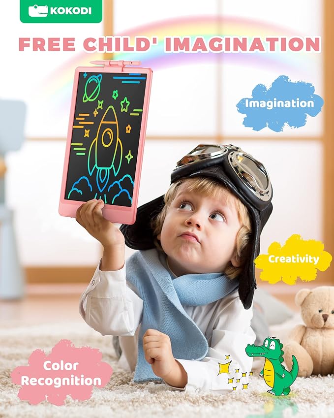 KOKODI LCD Writing Tablet, Valentines Day Gifts for Kids,10 Inch Colorful Toddler Doodle Board Drawing Tablet, Erasable Reusable Electronic Drawing Pads, Educational and Learning Toy for Kids