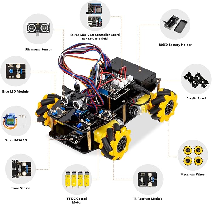Smart Robot Car Kit Compatible with Arduino, Robotics for Kids Ages 8-12 12-16, Electronic Programming Project/STEM Science Kits Coding Gifts for Adults and Youths