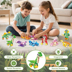 24 Pack Mini 3-in-1 Dinosaur Building Set, Kid's Classroom Gifts Build Block Toy Stocking Stuffers, Classroom Prizes Goodie Bags Fillers, Party Favors Boxes for Boys Girls 6 8 10 12