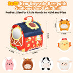 Baby Toys 6-12 Months - Soft Barn Toy with Stuffed Farm Animals, Rattle, Crinkle Paper, Squeaker, Mirror - Sensory Toys for 6+ Month Developmental, Montessori Toys for 1 Year Old Boy Girl Gift