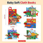 Jollybaby Baby Books 0-6 Months, Touch and Feel Crinkle Soft Cloth Books for Infants Babies, Toddler Early Educational Interactive Stroller Sensory Toys, Baby Girl & Boy Gift(Dinosaur Tails)