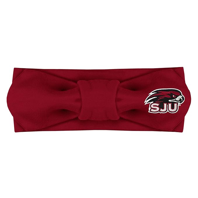 Creative Knitwear Saint Joseph's Hawks Infant Girls Crimson Solid Hair Knot Headband Embroidered Logo - Size Newborn - 4T