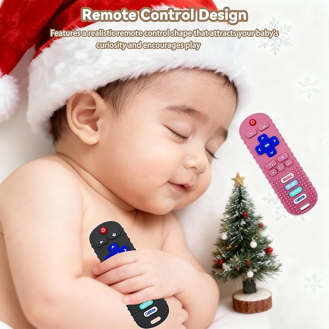 3 Pack Baby Teething Toys, Silicone Baby Teething Remote&Teether Toys for Babies 6-12 Months,BPA Free,Easy-Grip Chew Remote Control Toy for Boys Girls Birthday Christmas Gifts(Blue&Grey&Beige)