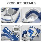 Collapsible Baby Bathtub for Newborn, Foldable Baby Bath Tub with Thermometer & Soft Floating Cushion & Drain Hole, Portable Travel Infant Bath Tubs for Newborns to Toddlers 0-36 Months Boy,NavyBlue