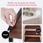 Baby Proofing Corners and Edges Protector Guards (16.5FT Edge +8 Corners), Soft Rubber Foam Edge Protector with Removable Double Sided Tapes, Furniture Table Bumper Guard for Baby Safety-Black