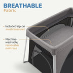 HARPPA Travel Crib with Comfy Mattress, Lightweight Portable Crib Requires No Assembly, Foldable Pack and Play for Baby and Toddlers, Compact Play Yard with Bed,Gray