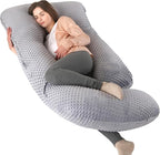 cauzyart Pregnancy Pillows for Sleeping U-Shape Full Body Pillow and Maternity Support - for Back, HIPS, Legs, Belly for Pregnant Women with Removable Bean Velvet Cover(Gray)