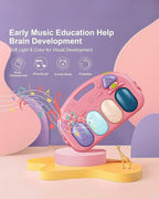 dearlomum Baby Play Mat Gym,Funny Play Piano Tummy Time Baby Activity Mat with 5 Infant Sensory Toys & 4 Wrist Rattle Socks, Boy & Girl Gifts for Newborn 0 to 3 6 9 12 Months(Pink)