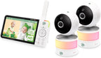 LeapFrog LF915-2HD Baby Monitor, 2 Cameras, 5” 720p Screen, 360° Pan-Tilt-Zoom, Color Night Vision, Night Light, Two-Way Intercom, Secured Transmission No WiFi
