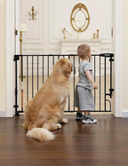 Babelio Easy to Remove & No Bottom Bar Baby Gate, 29-43" Hardware Mounted (Drill Needed)| Wide Walk-Thru| Auto-Close Safety Dog/Pet Gate for Stairs & Doorways (Black, 29-43" W, 30" H)