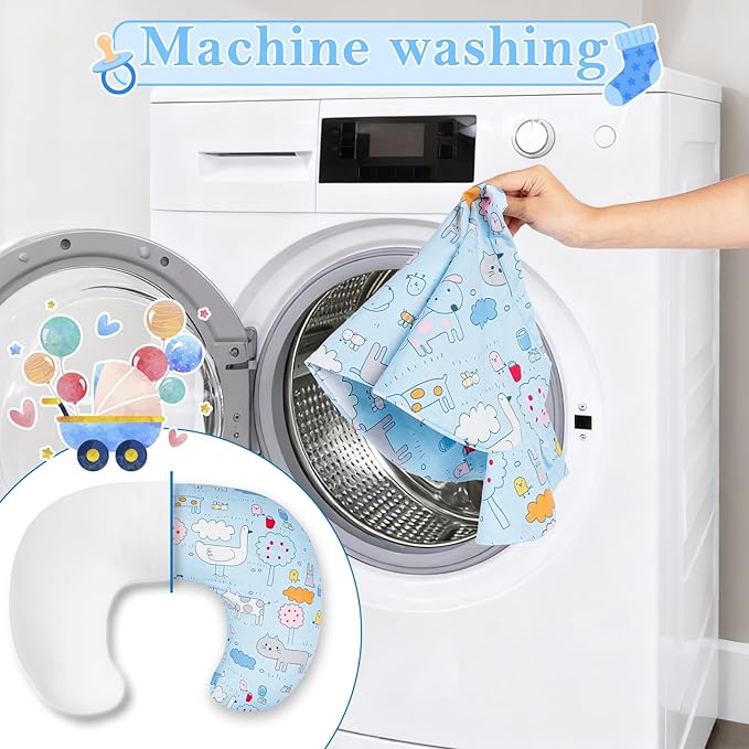 Nursing Pillow for Breastfeeding & Bottle Feeding - Ergonomic C-Shape Design with Breathable Filling & Removable Washable Cover, Supports 0-18 Months (Feeding, Tummy Time, Sitting), Hypoallergenic